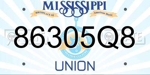 86305Q8 Mississippi License Plate