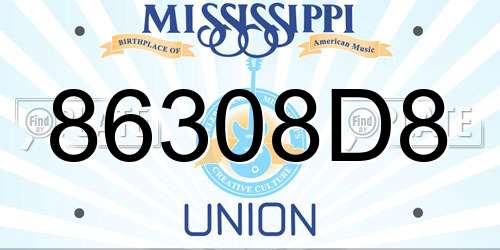 86308D8 Mississippi License Plate