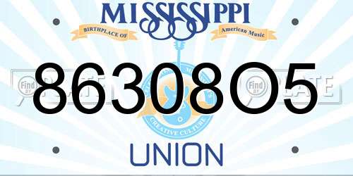 86308O5 Mississippi License Plate