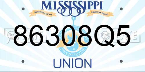 86308Q5 Mississippi License Plate