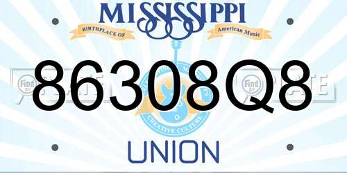86308Q8 Mississippi License Plate
