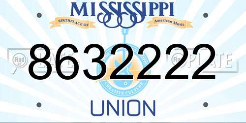 8632222 Mississippi License Plate