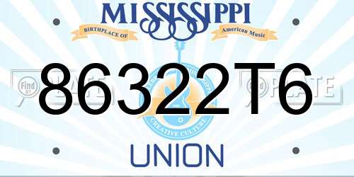 86322T6 Mississippi License Plate