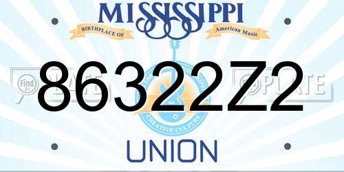 86322Z2 Mississippi License Plate