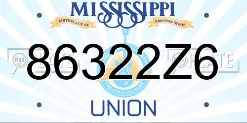 86322Z6 Mississippi License Plate