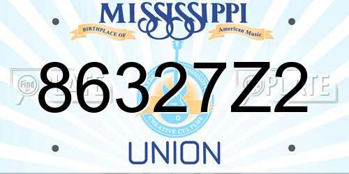 86327Z2 Mississippi License Plate