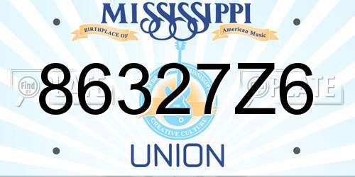 86327Z6 Mississippi License Plate