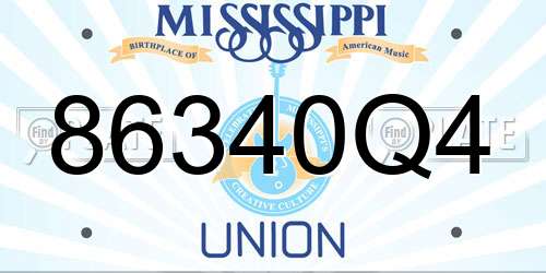 86340Q4 Mississippi License Plate