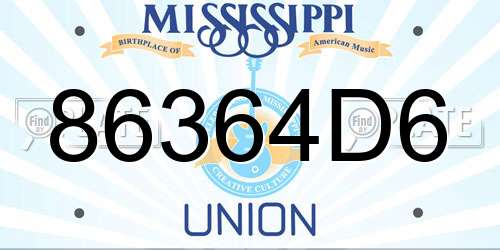 86364D6 Mississippi License Plate