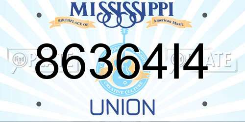 86364I4 Mississippi License Plate