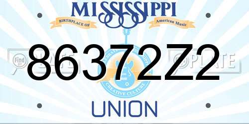 86372Z2 Mississippi License Plate