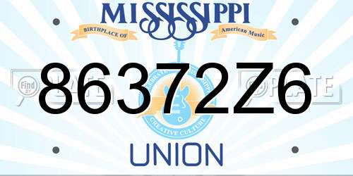 86372Z6 Mississippi License Plate