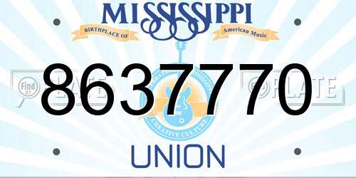 8637770 Mississippi License Plate