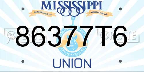 86377T6 Mississippi License Plate