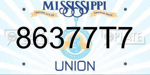 86377T7 Mississippi License Plate
