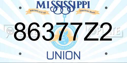 86377Z2 Mississippi License Plate