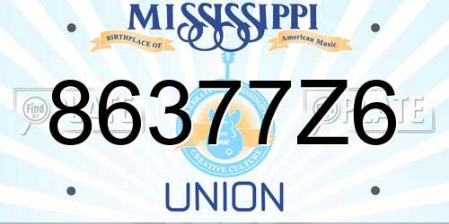 86377Z6 Mississippi License Plate