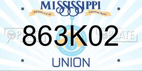 863K02 Mississippi License Plate