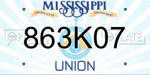 863K07 Mississippi License Plate