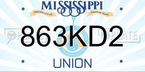863KD2 Mississippi License Plate