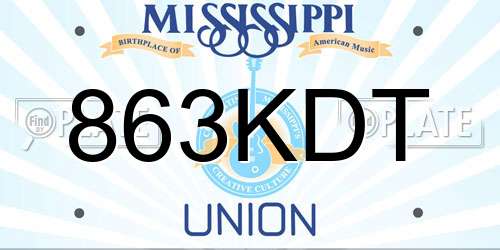 863KDT Mississippi License Plate