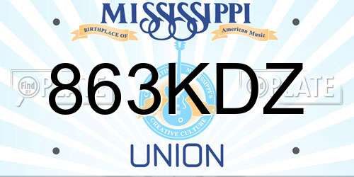 863KDZ Mississippi License Plate