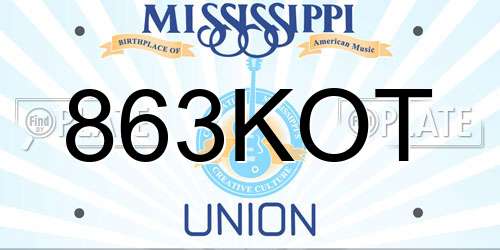863KOT Mississippi License Plate