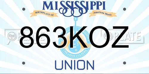 863KOZ Mississippi License Plate