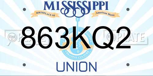 863KQ2 Mississippi License Plate
