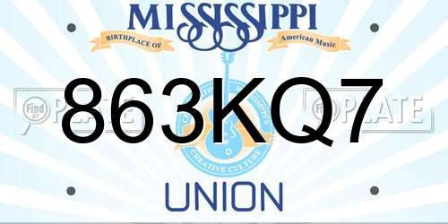 863KQ7 Mississippi License Plate