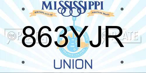 863YJR Mississippi License Plate
