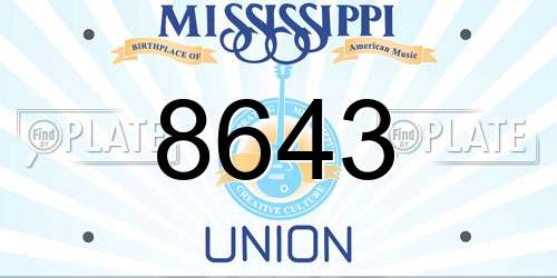8643 Mississippi License Plate