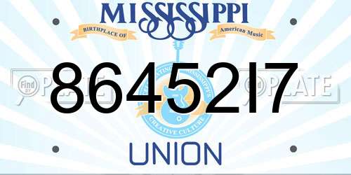 86452I7 Mississippi License Plate