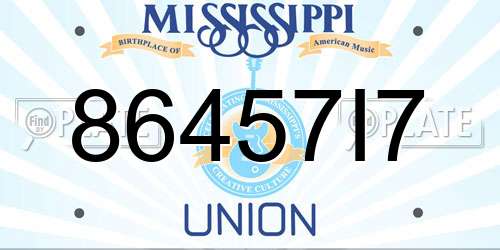 86457I7 Mississippi License Plate