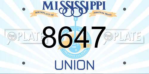 8647 Mississippi License Plate