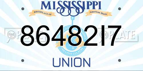 86482I7 Mississippi License Plate