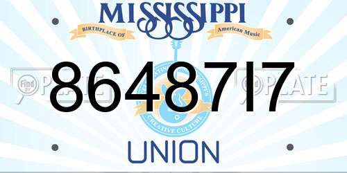 86487I7 Mississippi License Plate