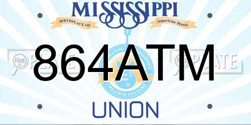 864ATM Mississippi License Plate