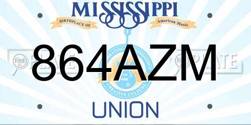 864AZM Mississippi License Plate