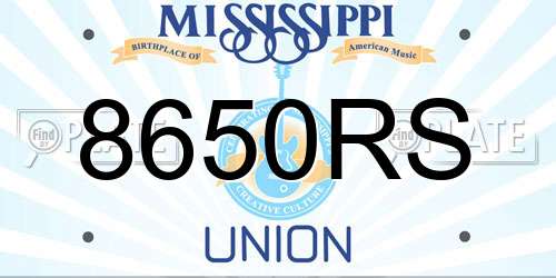 8650RS Mississippi License Plate