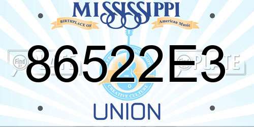 86522E3 Mississippi License Plate