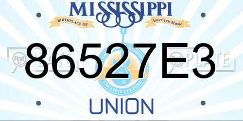 86527E3 Mississippi License Plate