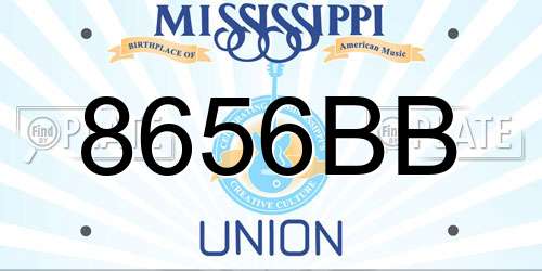 8656BB Mississippi License Plate