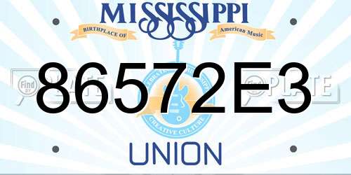 86572E3 Mississippi License Plate