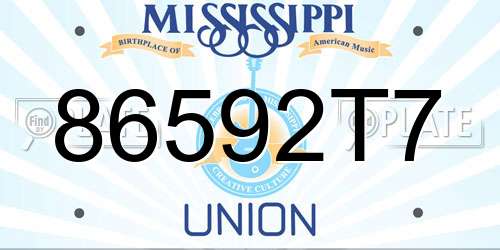 86592T7 Mississippi License Plate