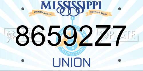 86592Z7 Mississippi License Plate