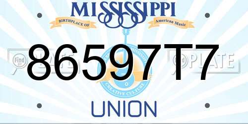 86597T7 Mississippi License Plate