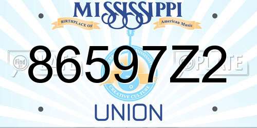86597Z2 Mississippi License Plate