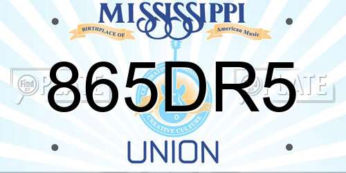 865DR5 Mississippi License Plate