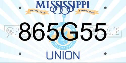 865G55 Mississippi License Plate